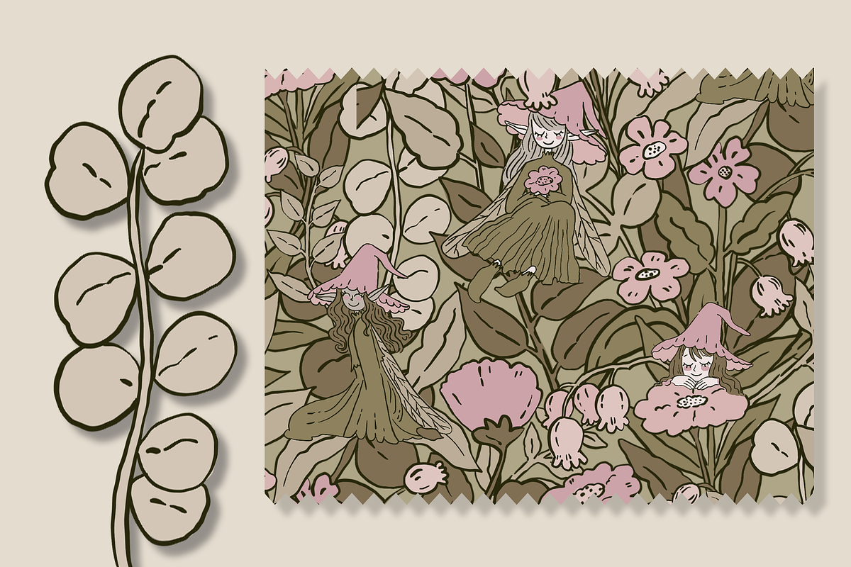 Green Camouflage Fairies Pattern, a Pattern Graphic by Lady Bruniere Design (Photo 6 of 14)