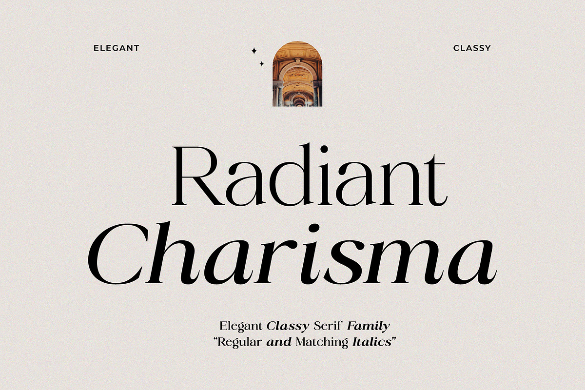Radiant Charisma - Serif Family, a Serif Font by Prioritype Co (Photo 1 of 10)