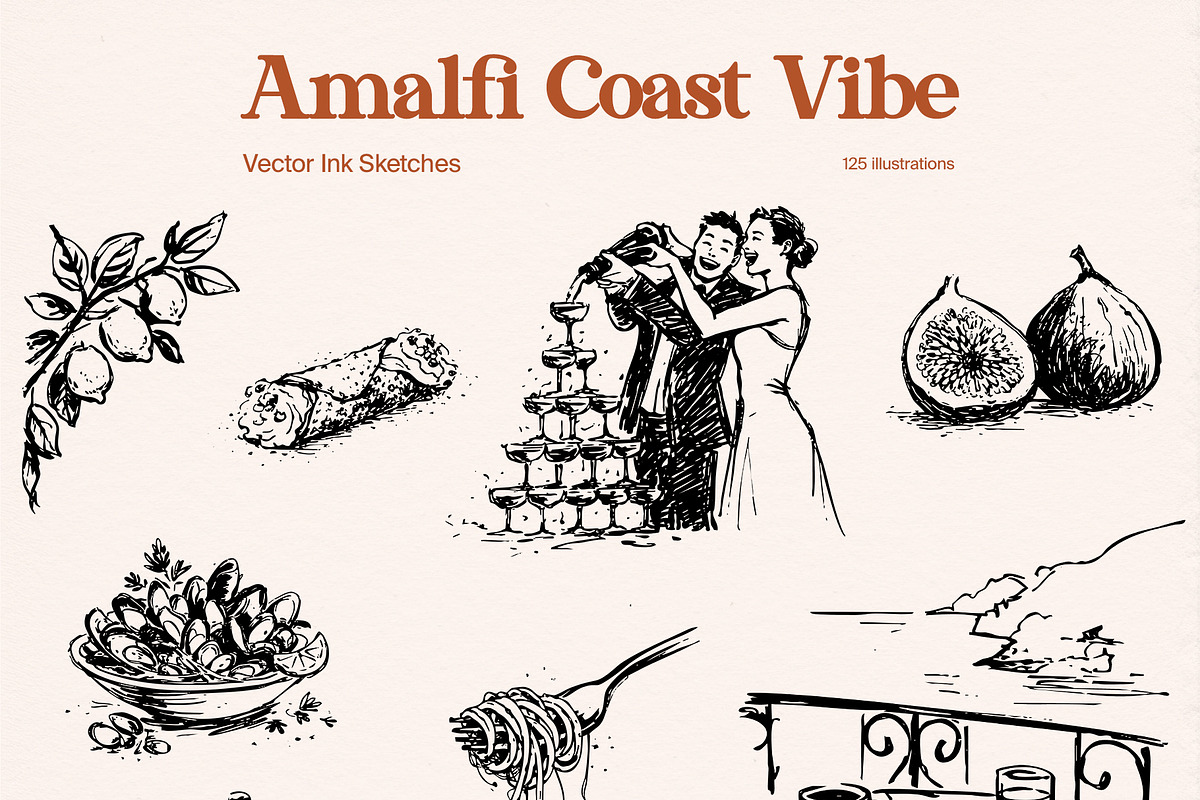 Amalfi Vibe: Vector Ink Sketches, an Object Graphic by divanovskaya_nv (Photo 15 of 20)