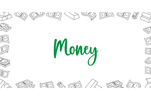 Money horizontal outline banner, a Finance Illustration by GraphiShop