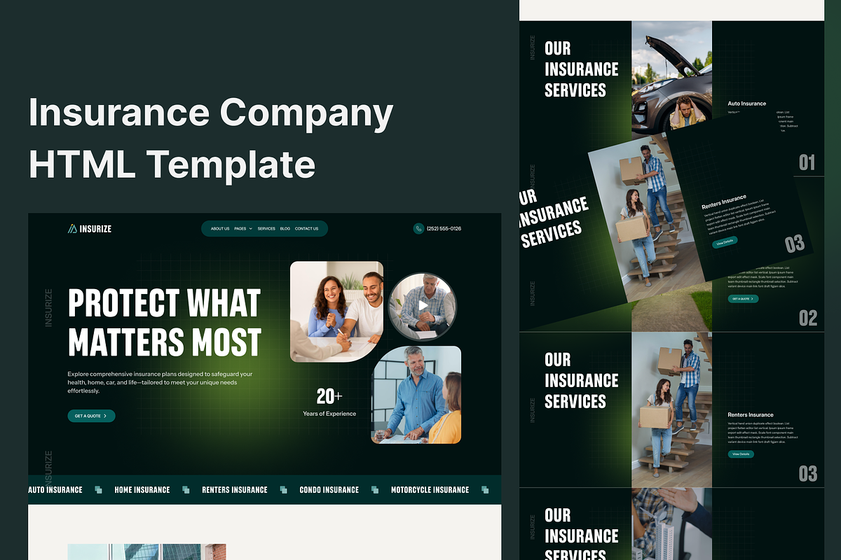 Insurize, Insurance Website Template