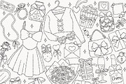 Coquette Valentine Outline Clipart, a Seasonal Illustration by TitaLivingArt (Thumbnail 2 of 9)