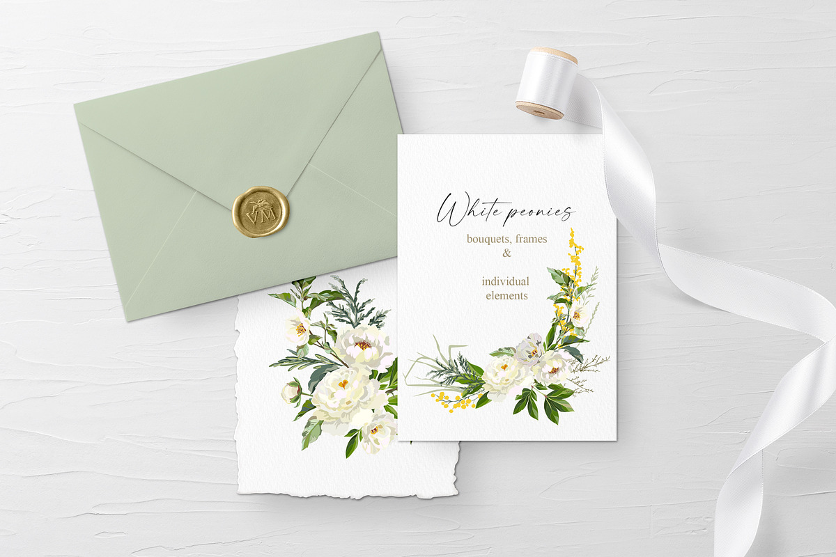White peonies, a Decorative Illustration by Vasmila (Photo 4 of 9)