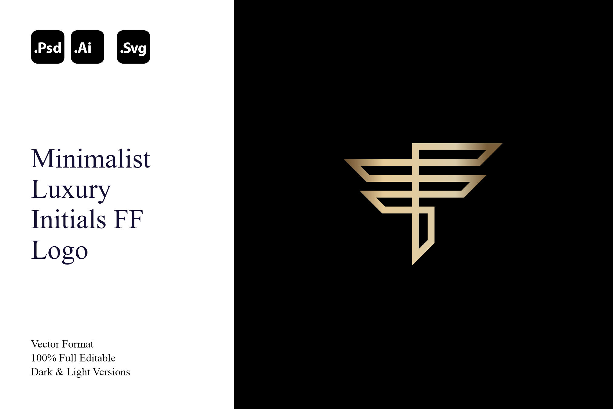 Minimalist Luxury Initials FF Logo