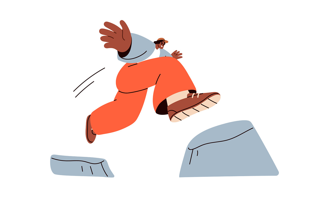 People jump over obstacles concept, a Person Illustration by Good Studio (Photo 9 of 9)