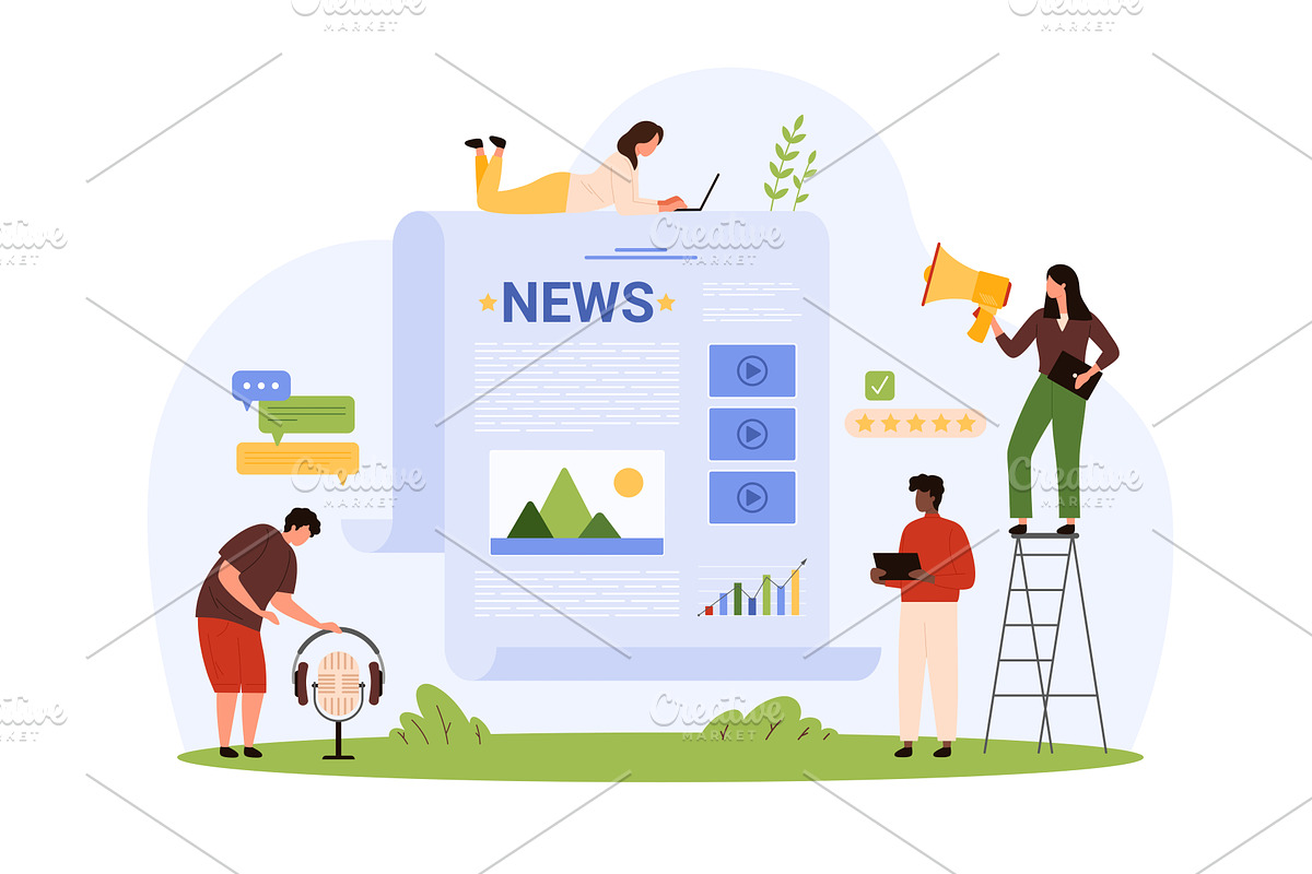 Daily or weekly news publication, a Person Illustration by Flashvector