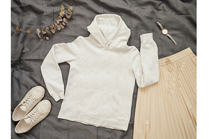White hoody mock up, copy space for, a Beauty & Fashion Photo by Fascinadora