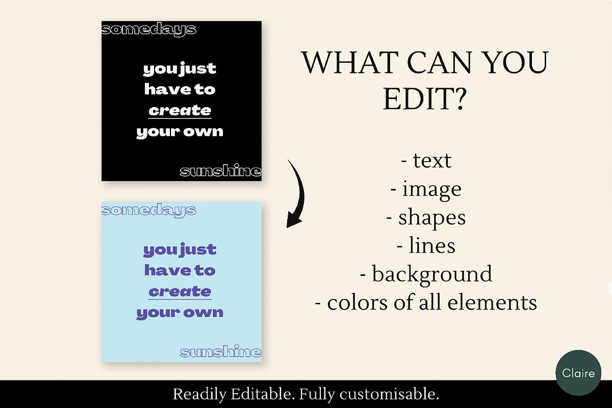 Positive Quotes Social Media Kit, a Social Media Template by Clairee Design Studio (Photo 4 of 7)