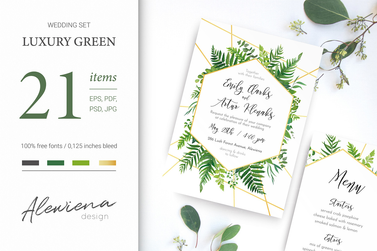 Luxury Green - wedding stationery, an Invitation Template by Alewiena (Photo 1 of 12)