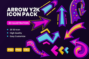 Y2K Arrow 3D Icon Pack, an Object 3D Model by deviapuspitasari2