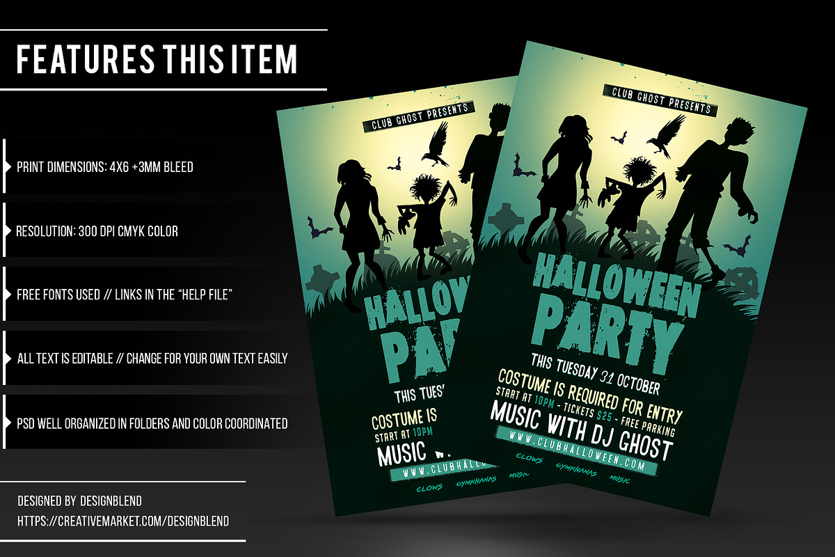 Halloween Party Flyer - PSD Template, a Flyer Template by designblends@gmail.com (Photo 2 of 3)