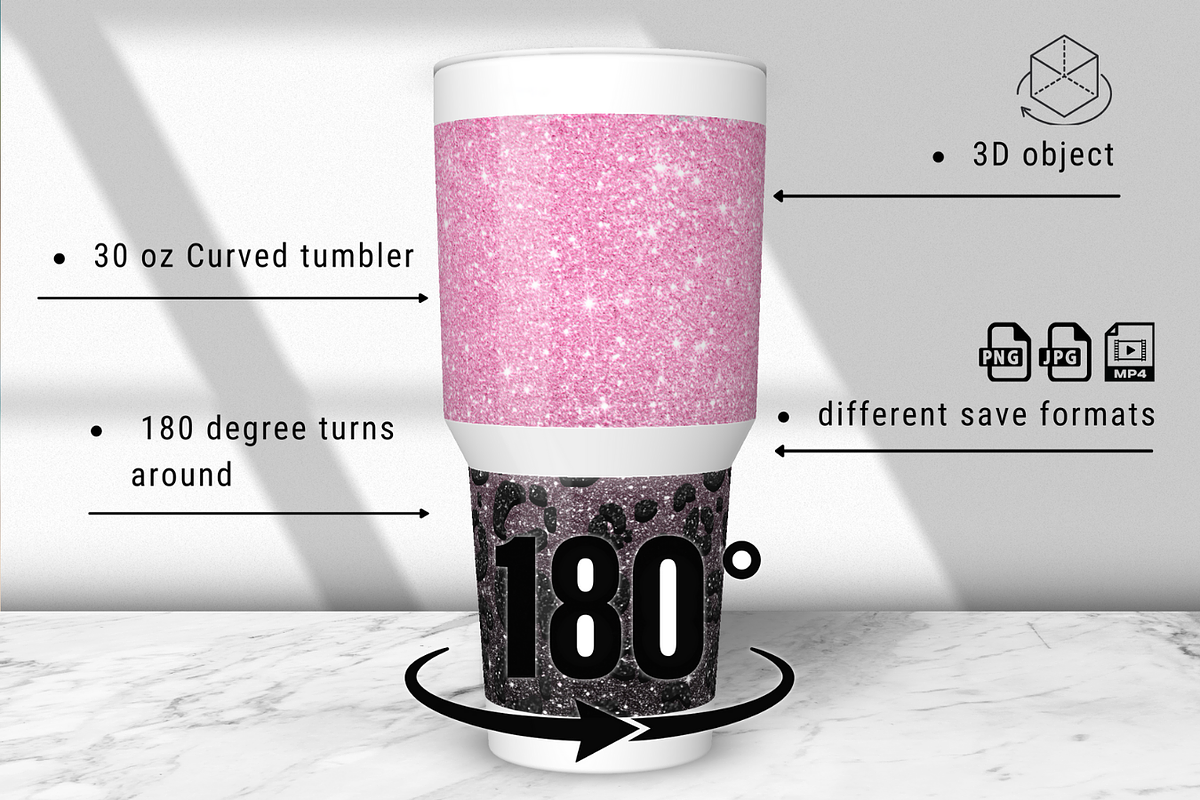 3D animated tumbler mockup Curved 30, a Product Mockup by Trendingdigital (Photo 3 of 6)