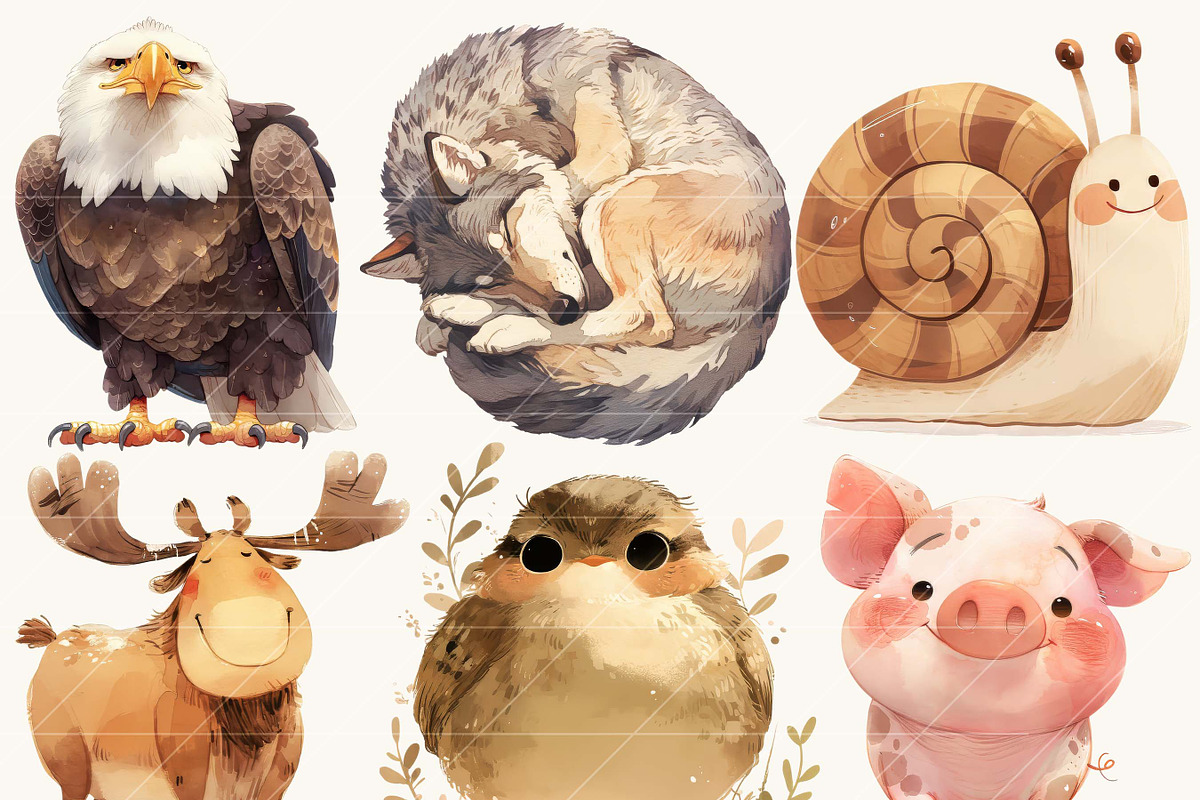 Watercolor Boho Woodland Clipart, an Animal Illustration by BusyDaydesign (Photo 4 of 8)