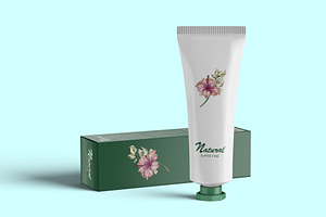 Cosmetic Cream Tube & Box Mockup