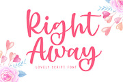 Right Away - Lovely Script Font, a Script Font by Fokira (Thumbnail 1 of 7)