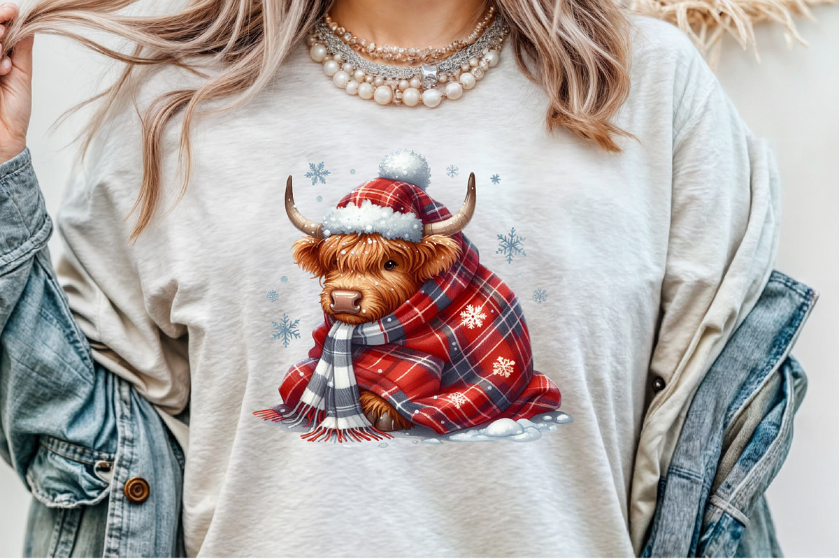 Winter Christmas Highland Cow PNG, an Illustration by Sublimation Artist (Photo 3 of 9)