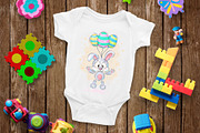 Easter bunny with balloons. Tshirt., an Animal Illustration by KENO Mascots (Thumbnail 3 of 5)
