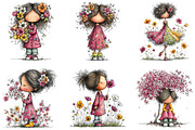 Girl & Flower Spring Clipart, an Illustration by CraftArtStudio (Thumbnail 2 of 6)