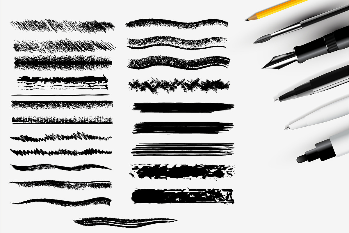 Pencil,Paint Stroke Brushes. Pen Ink, a Brush Add-On by ZinetroN (Photo 4 of 4)