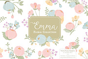 Pastel Flowers Clipart & Vectors, an Illustration by Amanda Ilkov (Thumbnail 1 of 3)