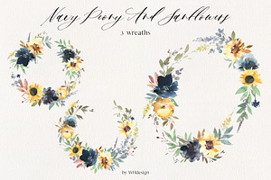 Navy Peony & Sunflower Florals PNG