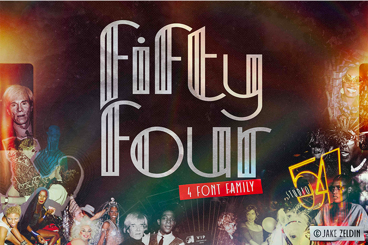 FiftyFour - Vintage Font Family, a Font by Zelly Design Co. (Photo 1 of 3)