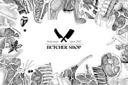 Ultimate meat set. Meat market, a Food Illustration by handsketched (Thumbnail 15 of 17)