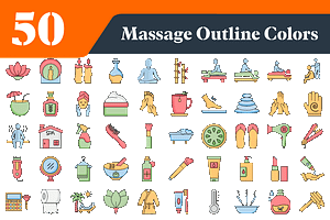 Massage Spa Outline Color Icons, an Outline Icon by EllaMaiyaali