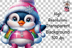 Adorable Winter Penguin PNG Clipart