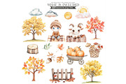 Fall Clipart Autumn Watercolor PNG, an Illustration by CharmClipart (Thumbnail 7 of 10)