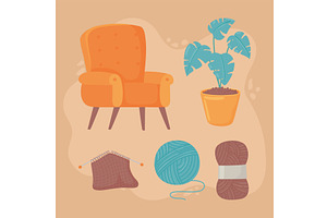 knit yarn balls, an Object Illustration by studiogstock