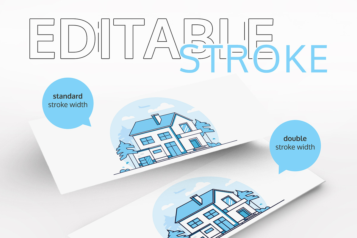 Set of line design cottage houses, an Illustration by Boyko Pictures (Photo 2 of 8)