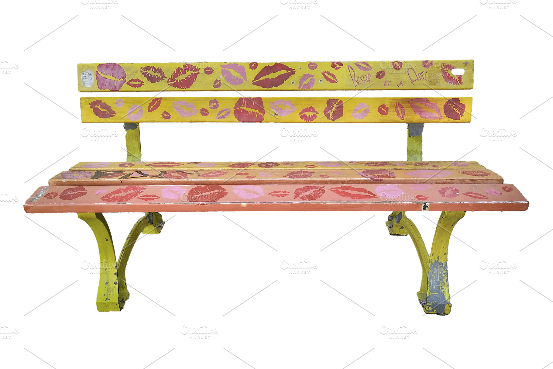 Colorful artistic bench isolated photo, an Arts & Entertainment Photo by DanFLCreativo