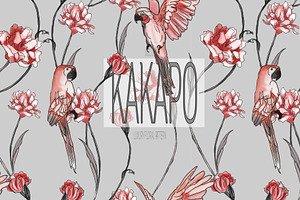 Kakapo, Luxury Floral Pattern