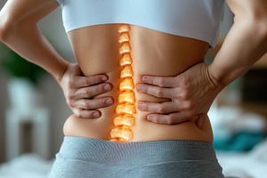 Back pain relief techniques for a he, a Photo by Tanuart