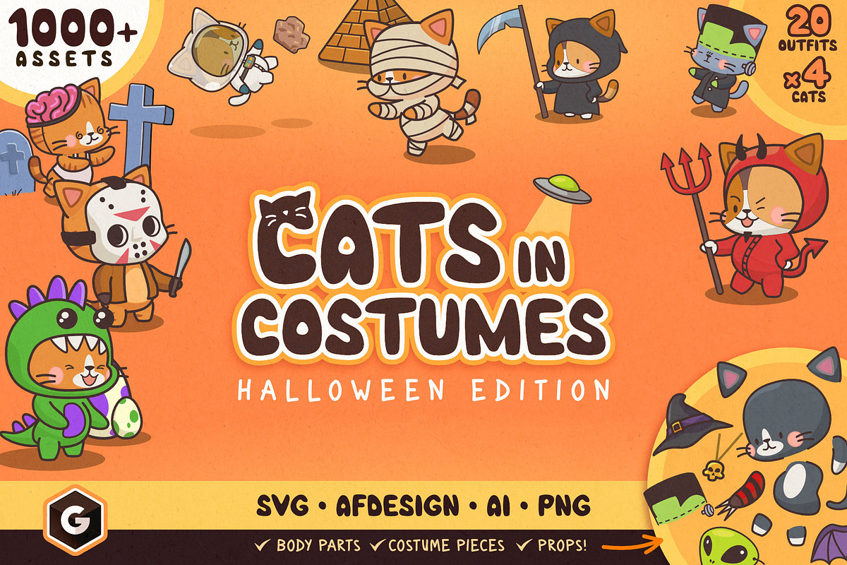 Cats in Costumes: Halloween Edition, an Illustration by Green Room Media (Photo 1 of 27)