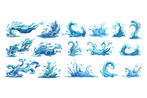 Water jets splashes. Cartoon game, an Illustration by Stock-Smart-Start