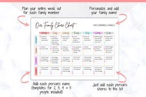 Weekly Family Chore Chart Printable