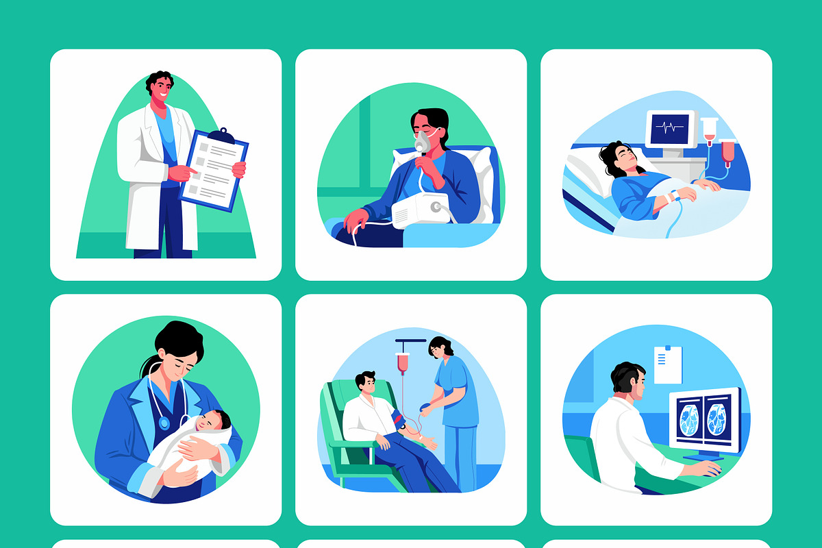 Health and Hospital Art Set, a Healthcare Illustration by Brickclay (Photo 8 of 9)