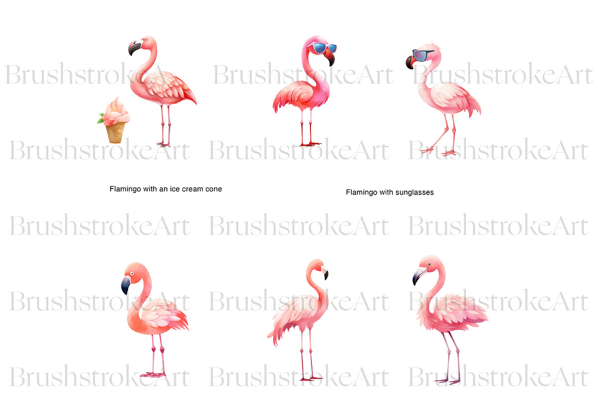 Flamingo Clipart, Pink Flamingo PNG, an Animal Illustration by BrushstrokeArtGB (Photo 5 of 9)