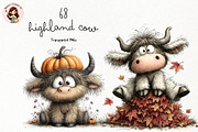 Autumn Highland Cow Clipart, an Animal Illustration by Nicolle's Colorful Art (Thumbnail 1 of 6)