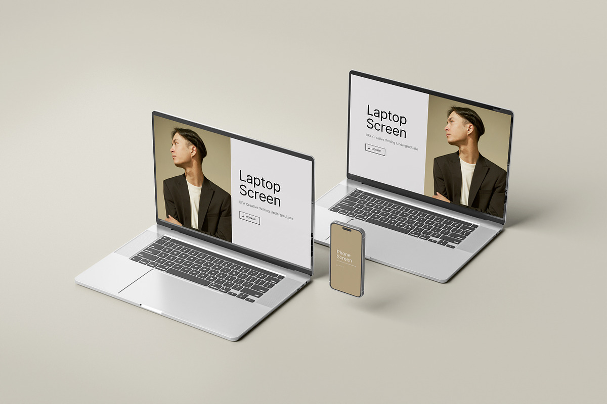 Laptop And Phone Mockup, a Wearable Device Mockup by Graphic_world89 (Photo 2 of 8)