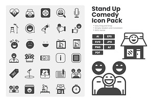 Stand Up Comedy Icon Pack, a Solid Icon by erifqizeicon