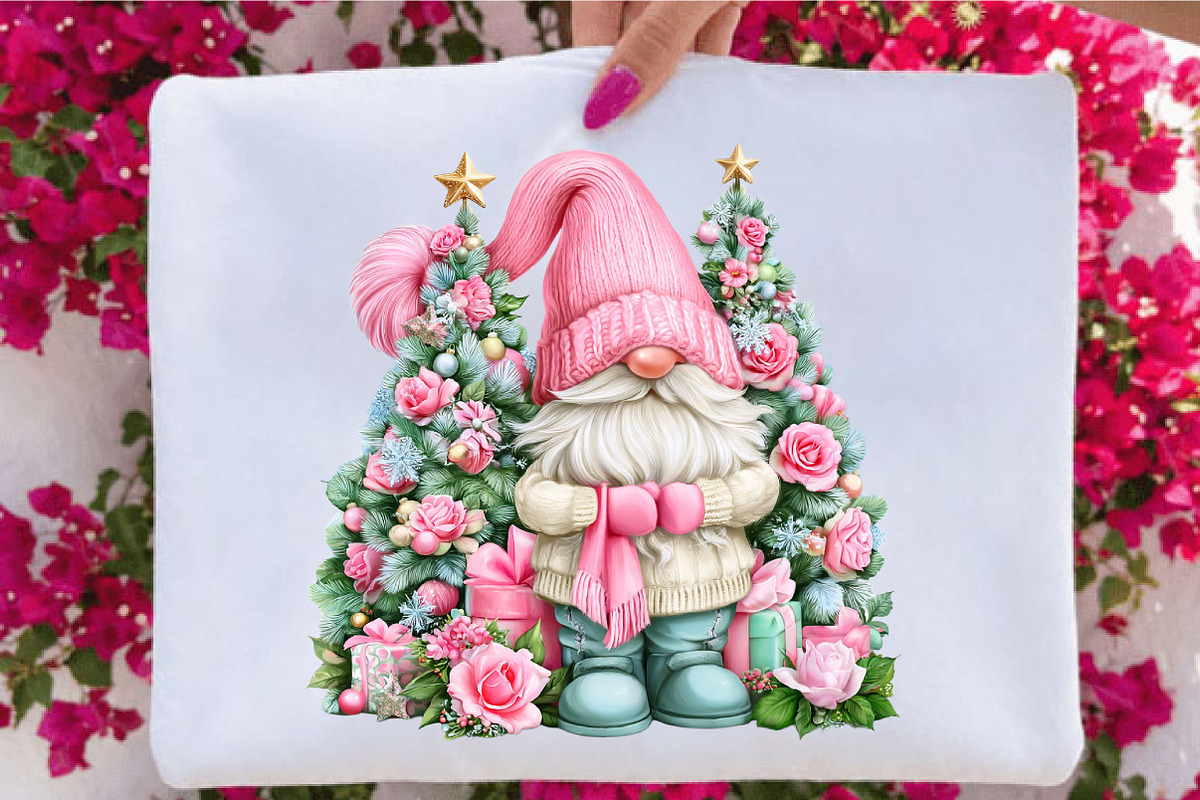 Pink Christmas Gnome Clipart Bundle, a Seasonal Illustration by SVGArt (Photo 5 of 5)