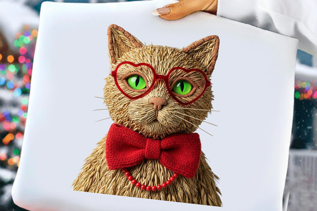 Yarn Crochet Cat Valentine's Day PNG, an Illustration by DreamCafeArt (Photo 4 of 8)