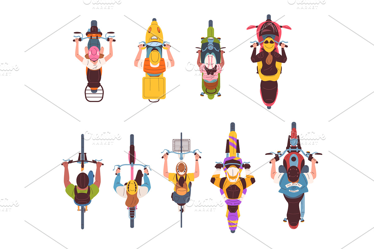 Riders top view. People above, a Transportation Illustration by Stock-Smart-Start