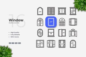 Window Outline Icons, an Outline Icon by Upnowgraphic