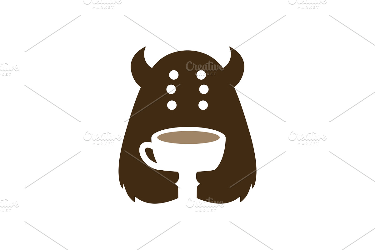 monster coffee cup cafe drink, a Branding & Logo Template by VASTARD STUDIO