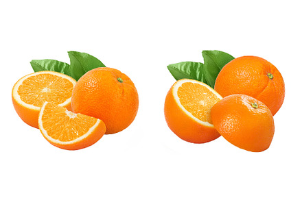 Orange fruit with slices isolated on