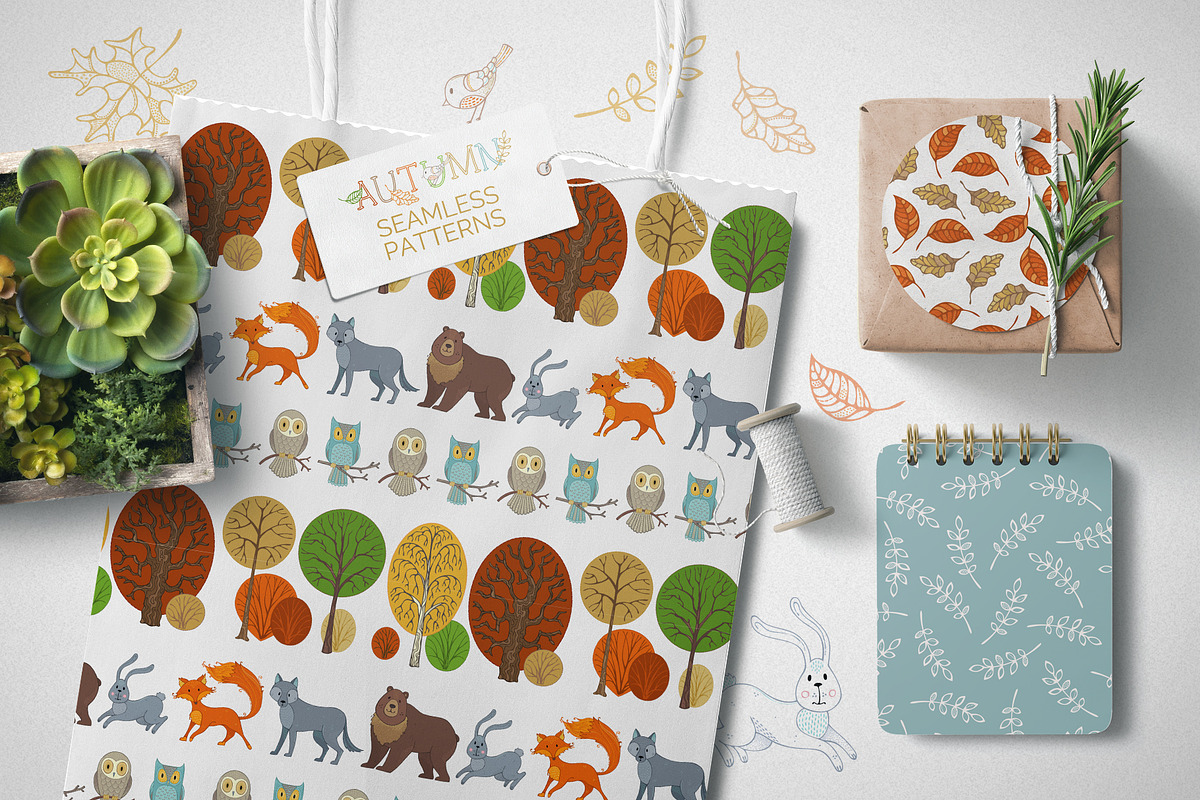 Autumn Woodland Seamless Patterns, a Pattern Graphic by MaljukArt (Photo 3 of 14)